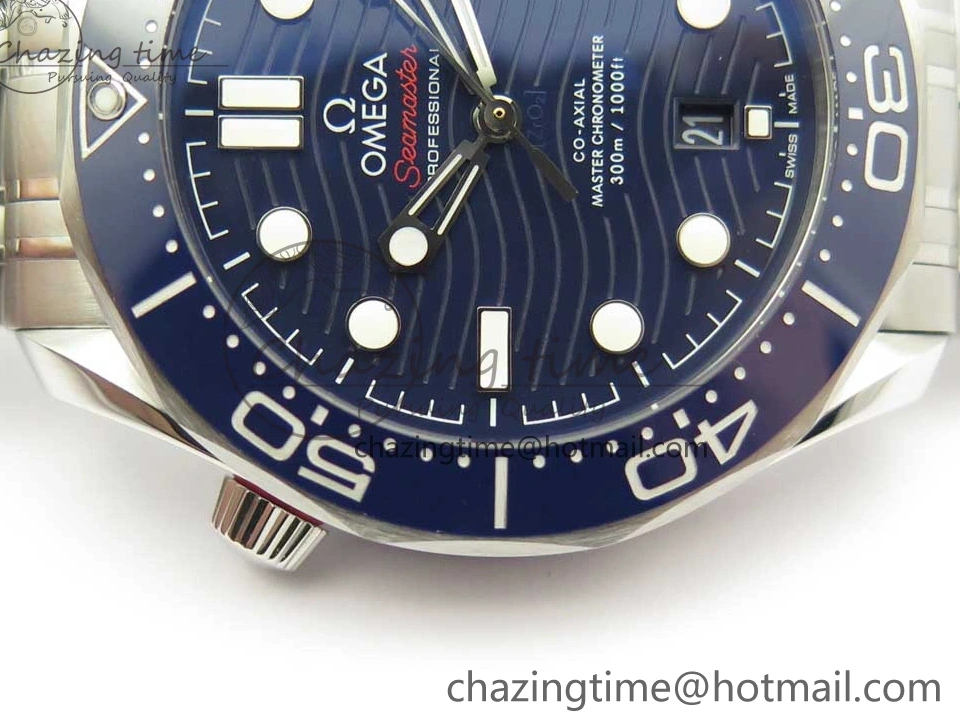 0301 ZeroBulk 2018 Seamaster Diver 300M OMF Best Edition Blue Ceramic Blue Dial on SS Bracelet A8800 (Black Balance Wheel) 7957